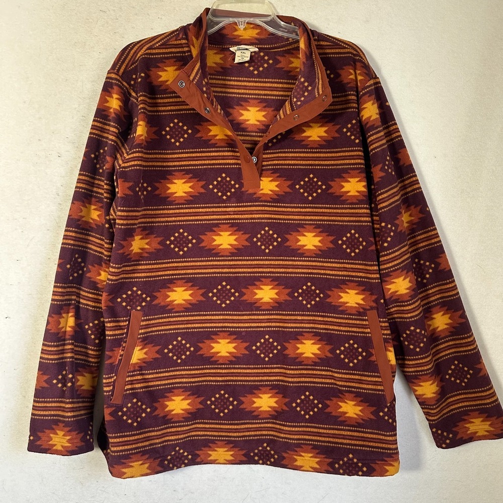 Duluth Trading‎ Co. Men's Fleece Pullover sz 2XL aztec  Fall Snap 1/4 Mock Neck